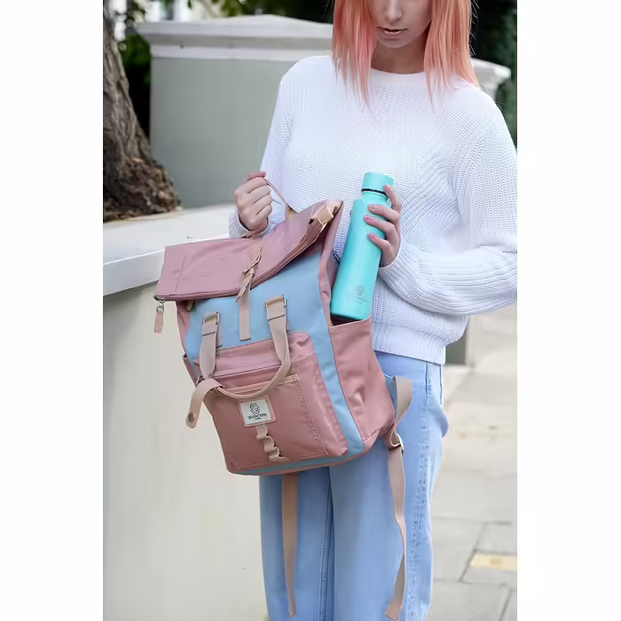SEVENTEEN LONDON рюкзак Canary Wharf з ролтопом, рожево-блакитний, для ноутбука 15