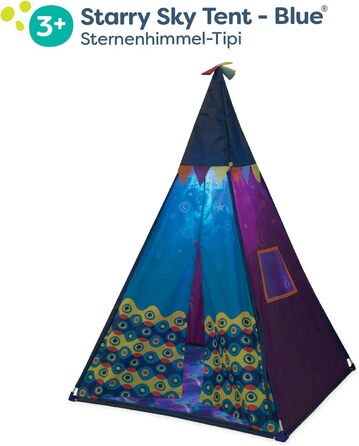 Дитяче намету B. toys Tipi з ліхтарем – ігровий намет для дому, кімнати, в приміщенні для хлопчиків та дівчаток від 3 років, блакитний