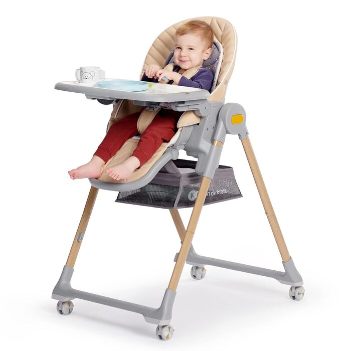 Дитячий стільчик Kinderkraft LASTREE з регульованою спинкою, столиком та підніжкою, сірий