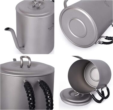 ML Титановий кавовий чайник Легкий набір чашок для чайника Ручка проти опіків Внутрішній відкритий кемпінг Обідній чайник Індукційний посуд Посуд для пікніка для домашнього використання Ti3095D (електричний чайник і 1 чашка-ti1593i), 800