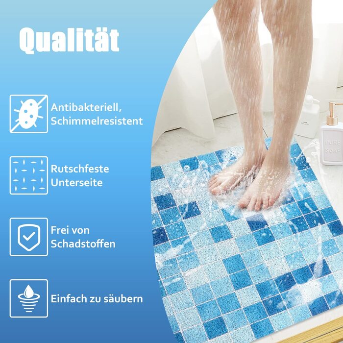 Безпечний нековзний килимок для душу, 60 * 60 см, м'який комфортний килимок для ванної з дренажними отворами, масажні килимки для душа з ПВХ-люфи для вологих приміщень, швидковисихаючі (квадрат 4-60X60 см)