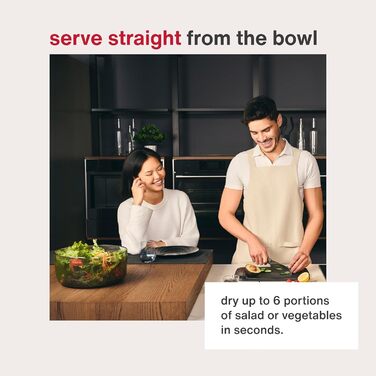 Салатниця Zyliss Easy Spin, 6 л, з мотузковим приводом, неслизьке дно, миска для подачі, AquaVent™-технологія, кнопка стоп, легко миється, сірий колір