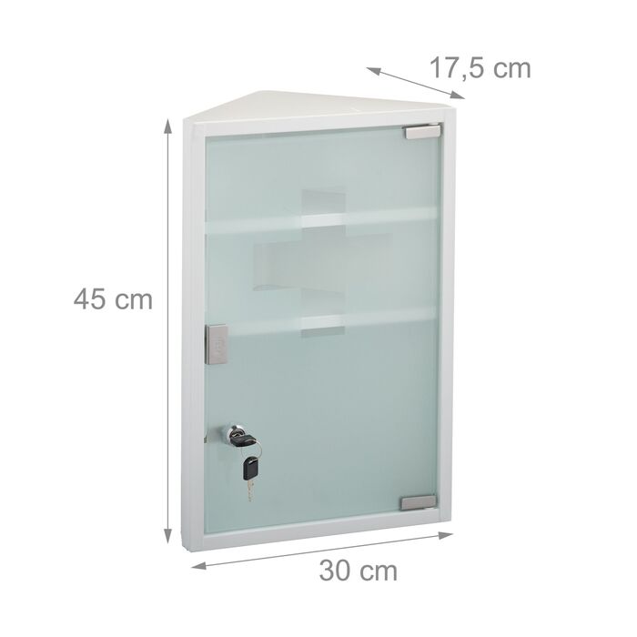 Шафка для медикаментів Relaxdays зі скляними дверцятами