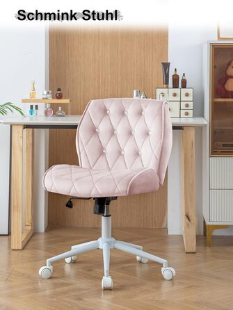 Крісло для дому та офісу Symino з регульованою висотою, функцією гойдання 12°, обшите штучною замшею, 360° обертання, ергономічне, до 150 кг, велике, рожеве