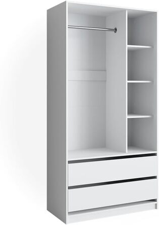 Дитяча шафа Vicco Elmo, біла, 100 x 200 см з 2 висувними ящиками та відкидними ящиками (100 x 200 см без відкидних ящиків)