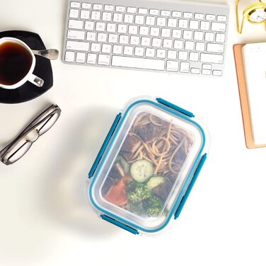 Набір контейнерів для зберігання продуктів Glas, 18 частин (9 контейнерів, 9 кришок), BPA-free, безпечні для миття в посудомийній машині, мікрохвильовій печі та морозильній камері, виготовлені з скла, блакитні