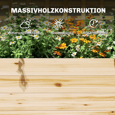 Підвищене грядка з шпалером для ліан та навісним дахом, дерев'яний ящик для квітів з 2 полицями та дренажними отворами, 76 x 43,5 x 177 см