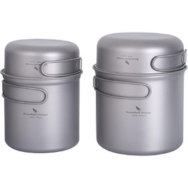 Набір посуду для кемпінгу iBasingo з титану: каструля та сковорода з складаним ручками. Легкий набір для приготування їжі на природі, туризму та пікніків. Модель Ti2052C