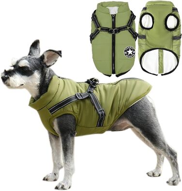 Зимовий жилет Voarge Dog Jacket, водонепроникний, світловідбиваючий, зі шлейкою, XL Green