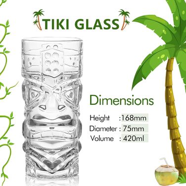 Прозорі склянки Tiki, набір 170-400 мл, для коктейлів, набір посуду (прозорі)