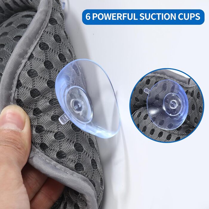 Подушка для ванни 4D сітка з присосками, підтримка шиї, плечей, голови та спини, сіра