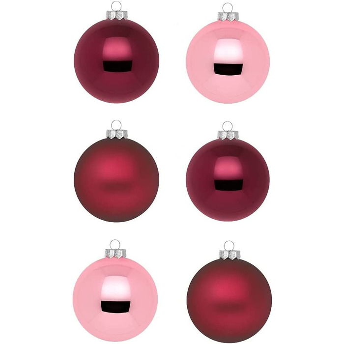 Інге скляні різдвяні кулі / красиві скляні ялинкові кулі / 30 куль в картонній коробці / ялинкові прикраси ялинкові прикраси ялинкові кулі (ягідний поцілунок / Бордово-рожевий)