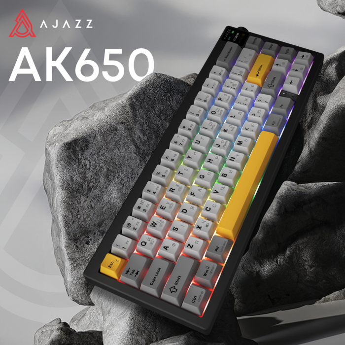 Бездротова механічна клавіатура Ajazz AK650 Flying Fish Switch - Black (AK650-FF-BGY)