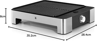 Електричний гриль WMF Lono Quadro: компактний гриль з нержавіючої сталі, 1250 Вт, для дому, легко миється