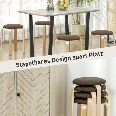 Набір з 4-х табуретів з м\'яким сидінням, штабельовані, з лакованою поверхнею, дерев\'яні ніжки, коричневий колір