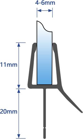 Заміна ущільнювача душових дверей Meykoers Прокладка для душу 60 см 2 шт. , відривна прокладка для підлоги Захист від бризок Ущільнювальний трубопровід з дефлектором води для душової кабіни Душова сітка з товщиною скла 4-6 мм (100 см для 4-6 мм)