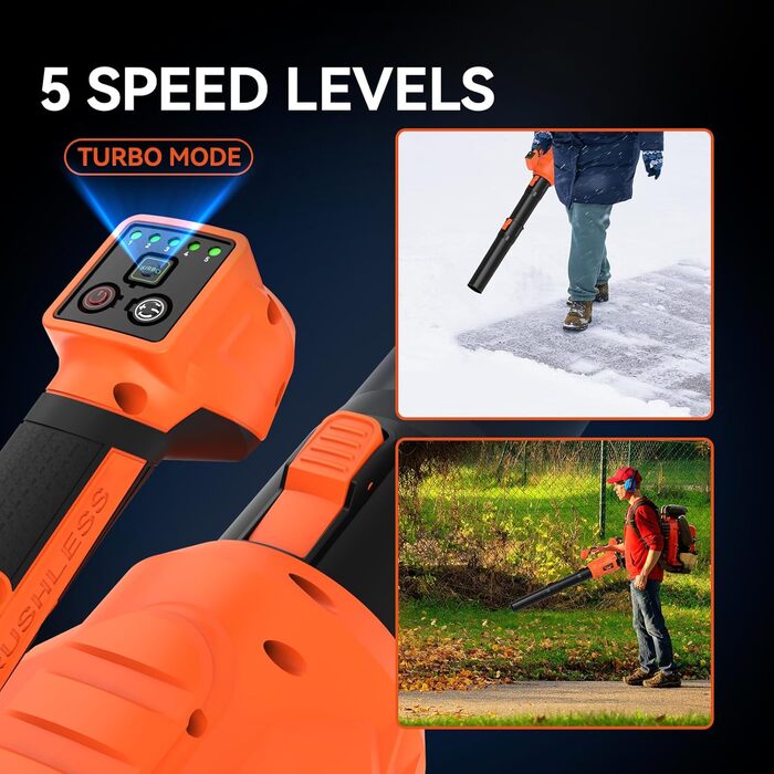 Акумуляторний повітродувач Bravolu 21V, потужність 210 км/год, акумулятор 4.0 Ah, зарядний пристрій, 6 режимів швидкості (5200mAh)