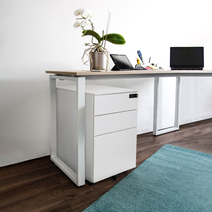 Контейнер на колесах COLOR OS I, метал, білий з кодовим замком, hjh OFFICE