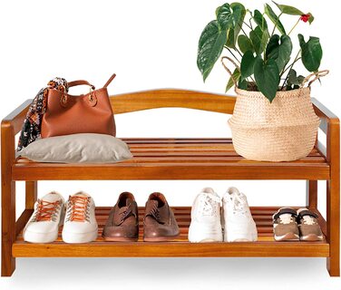 Полиця для взуття Casaria 95x26x82 см з 5 рівнями, вантажопідйомність 200 кг, масивна дошка з дерева акації, для передпокою, ванною, шафа для взуття, полиця для зберігання взуття Темно-коричневого кольору (2, 74x26x42 см)