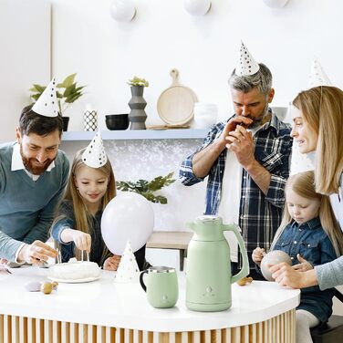 Термос IDEUS Thermoskanne 2л, нержавіюча сталь, подвійні стінки, вакуумна ізоляція, кавоварка-термос для кави та чаю, BPA-free, колір Celadon (авокадо)