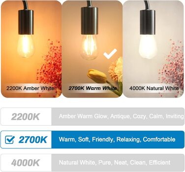 25 LED-ламп E27 2W, скляні, тепле світло 2700K, для ліхтарів та гірлянд, не димуються, 25 шт.