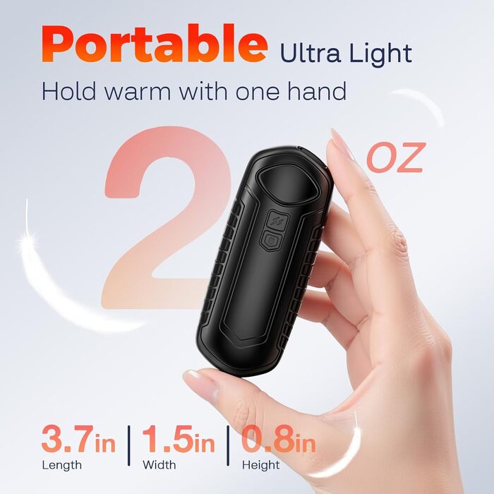 Грілки для рук акумуляторні, 2 шт, електричні, портативні, 6000mAh, кишенькові, ультралегкі, 5 режимів нагріву до 55°C, для кемпінгу, чорні