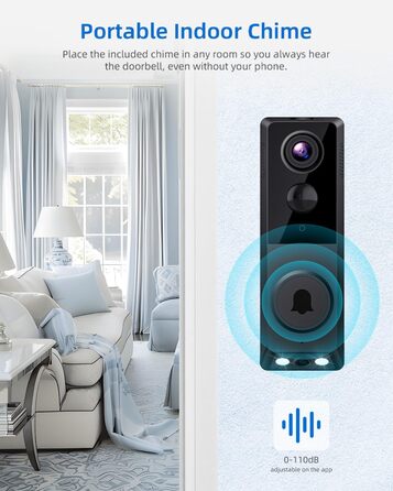 Відеодомофон з Wi-Fi, камера HD, 2.4G, нічне бачення, PIR-датчик руху, 2 камери, 2-сторонній аудіо, з бездротовим дзвінком
