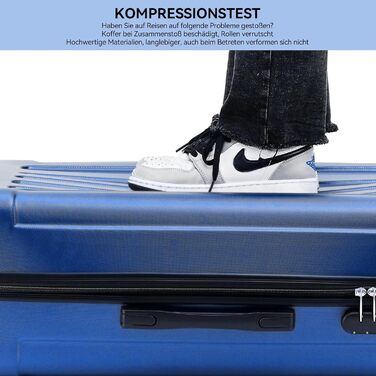 Набір валіз Beibye: жорсткий корпус, коліщатка, замок, 55/66/76 см (Diamond-blue)