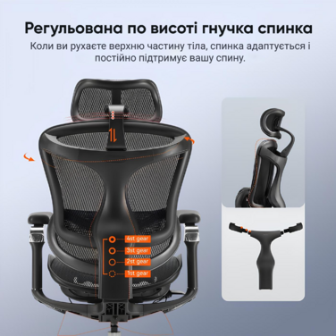 Ергономічне офісне крісло SIHOO Doro C300 Pro black з підлокітниками 6D та підтримкою попереку