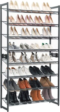 Рівнева полиця для взуття SONGMIC, органайзер для взуття, що складається з 2 шт. абельованих 4-рівневих полиць, що вміщає від 32 до 40 пар взуття, прихована, 8-