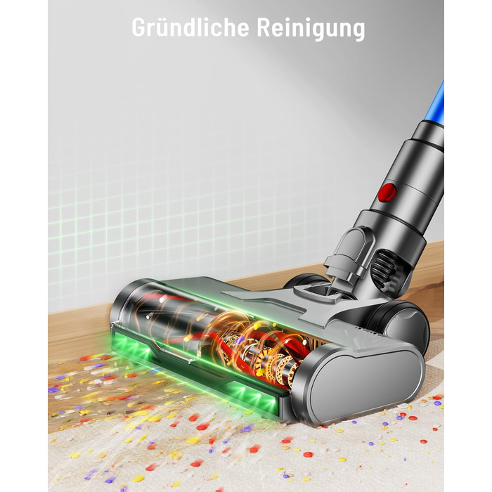 Акумуляторний пилосос бездротовий 600W, 70 хв, 1.8л, для підлоги, килимів, шерсті тварин, з самостійною підставкою, блакитний