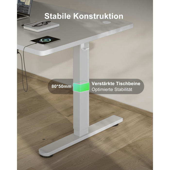 Електричний стіл Devoko 200x80 см з USB-C, білий. Регулювання висоти, комп'ютерний стіл з органайзером для кабелів