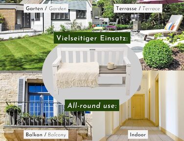 Дитяча дерев'яна лавка Kinder-Gartenbank для саду та відпочинку, 2-місна, з текстильним покриттям та спинкою, масив, білий/сірий/антрацит