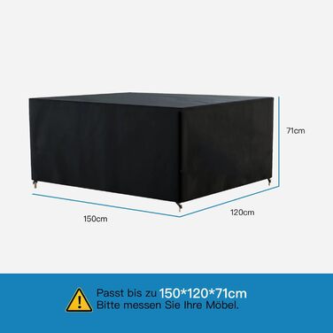 Накладна захисна покривала для садово-патіо меблів Awnic 150x120x71 см, важка, 420D Oxford, водонепроникна, анти-UV, стійка до розривів