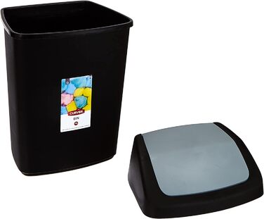 Відро для сміття вигнуте 15 л, чорне/сіре, пластикове (24,6x19,8x37,3 см)