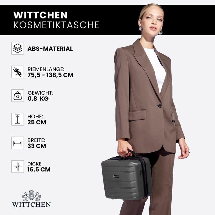 Валіза ручної поклажі WITTCHEN Globe Line сірого кольору з ABS-пластику та кодовим замком | 25 x 33 x 16,5 см | Підходить для Lufthansa, Eurowings, Ryanair, Condor, Discover Airlines