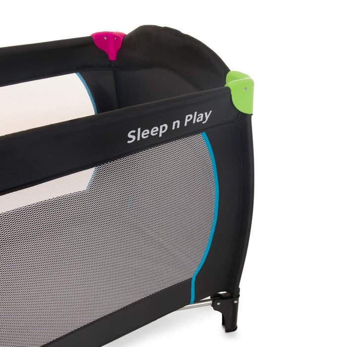 Дитяче дорожнє ліжко Sleep N Play Go Plus, багатобарвне чорне, з сумкою, колесами, ковзає, складне