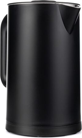 Електричний чайник Lehmann Edelstahl 1.7L, 2200W, чорний: швидкий нагрів, подвійні стінки, захист від перегріву, BPA-free, для дитячого харчування, чаю та кави