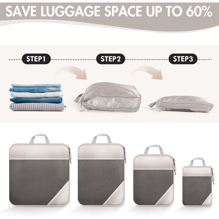 Набір органайзерів для валізи та рюкзака 10 предметів, компресійні сумки для одягу та речей у подорож, чорний