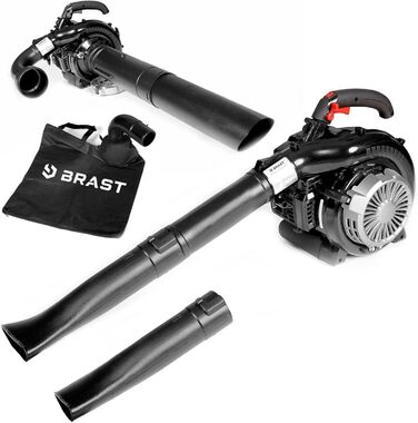 Бензиновий збирач листя BRST® Laubsauger Laubbläser 1,0kW (1,36PS) з мішком 55L, 2 насадки, ремінь та антивібраційний руків'я | 4в1 | Швидкість потоку 73 м/с