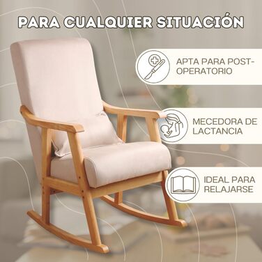 Крісло-гойдалка HOME DESIGN & CONFORT Paris з подушкою, масивне букове дерево (сірий/натуральний)