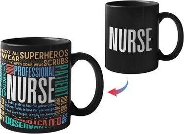 Кружка кавова для медсестер Onebttl, 340 мл, термочутлива, прикольна, на день народження, День Подяки, Різдво, Тиждень медсестри - Персонал (02-слово медсестри)