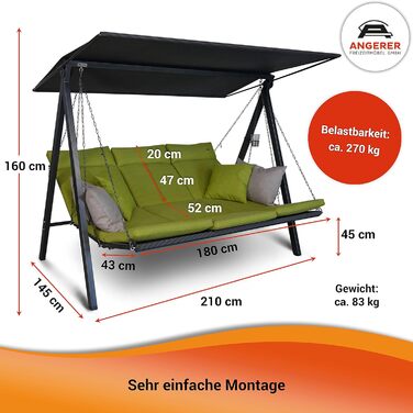 Гойдалка Анґерер Голлівуд Лаунж Смарт – для сидіння, відпочинку та сну, з функцією ліжка, Made in Germany, преміум-якість