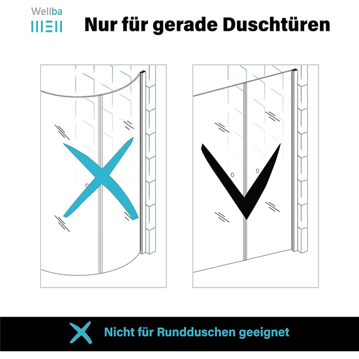 Прокладка для душових дверей wellba преміум-класу для 6 мм 7 мм 8 мм пряма скляна дверцята товщина / Водонепроникна прокладка для душу або душова кабіна з оптимально розташованими гумовими виступами (2 шт. 44 см)
