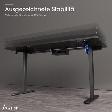 Електричний регульований стіл Airfish 140x70 см з бездроговою зарядкою, пам'ятью та нагадуванням про відпочинок, білий. Також доступний розмір 180x80 см, чорний