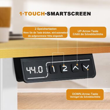 COMHOMA Стол для роботи з регулюванням висоти 160x70 см з USB-роз'ємом та гачками, Електричний стіл для комп'ютера, Стол для стоячи-сидячи, коричневий