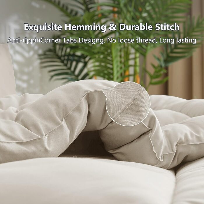 Ковдра CozyLux 200x200 см для всіх сезонів, ковдра з мікрофібри 300gsm, дихаюча ковдра, білий/бежевий (155x220 см)