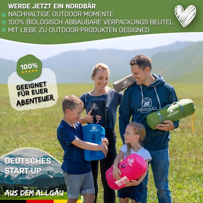 NORDBÄR® Спальний мішок 3 сезони та літній, ультралегкий, 750г/1500г, для кемпінгу, муміє, компактний, 100GSM/300GSM, для подорожей, готелів, літній спальний мішок