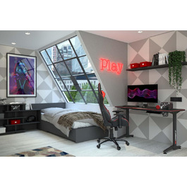 Ігровий стіл DRIFT GAMING з карбоновою поверхнею, великим килимком, підставками для чашок та навушників, регульованими ніжками, чорний (DRDZ200)