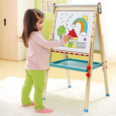 Дерев'яна іграшко-дошка Kinder Pinguin з рулоном паперу, двостороннє Whiteboard та дошка, стійка з аксесуарами для дітей та малюків